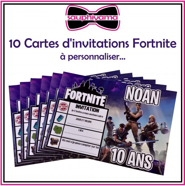 Carte d'invitation Fortnite personnalisé sauphiyama