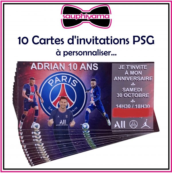 carte invitation psg personnalisé sauphiyama