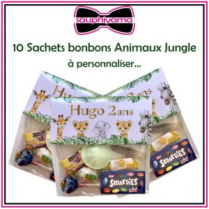 sac bonbons animaux jungle personnalisé sauphiyama