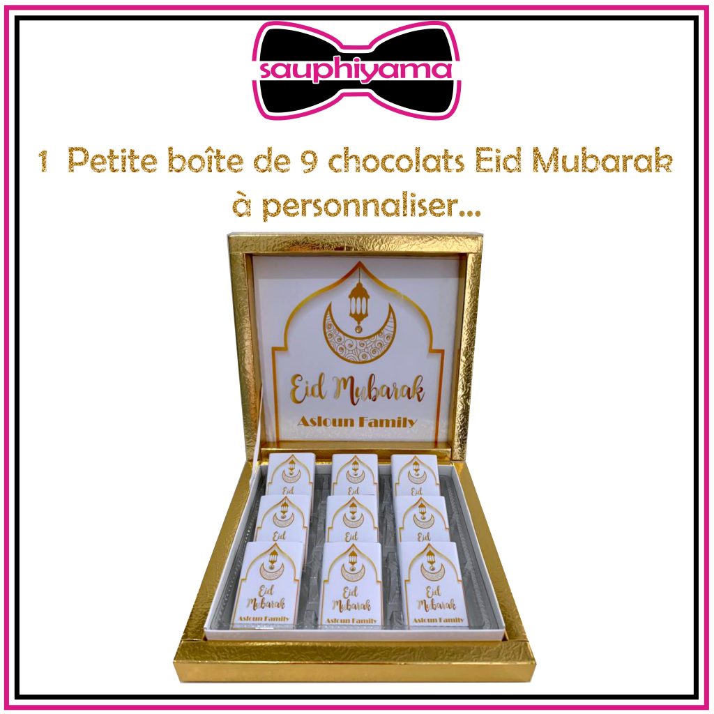 Boîte chocolat Eid Mubarak personnalisé sauphiyama