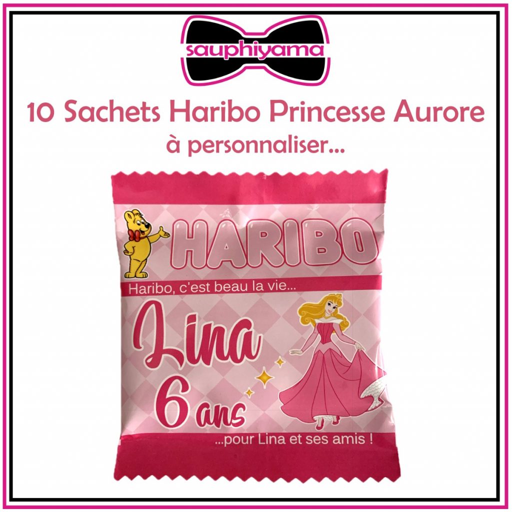 Haribo Princesse personalisé Disney anniversaire cadeau fille bonbon prénom sauphiyama Aurore cadeau anniversaire